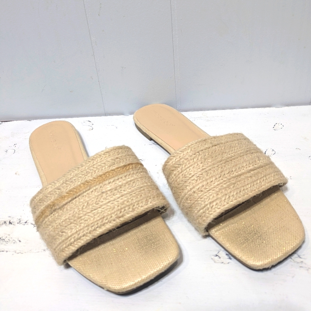 Bamboo Square Toe Women's Flat Slide Natural Jute Size 8 - Picture 5 of 5